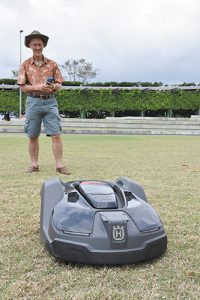 Lawn-mowing robot  on trial