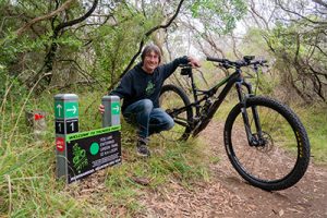Wayfinding signs for mountain bike trail