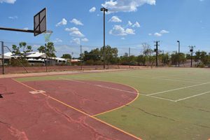 Basketball courts shade structure doubles as cyclone shelter