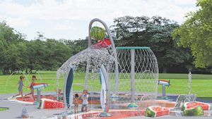 Watermelon fun  in waterpark